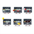 Credit card cartoon character with various types of business emoticons Royalty Free Stock Photo