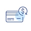 Credit card with cash back option. Receiving bonus money on each transaction. Pixel perfect icon