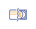 Credit card or cash line icon. Payment methods sign. Vector