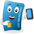 Credit Card with Cell Phone Character Royalty Free Stock Photo