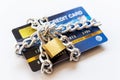 Credit Card with chain and padlock, secure trading concept