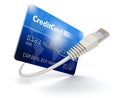 Credit Card and Computer Cable (clipping path included) Royalty Free Stock Photo