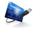 Credit Card and Computer Cable (clipping path included) Royalty Free Stock Photo