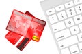 Credit card with computer keyboard Royalty Free Stock Photo