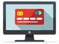 Credit card on a computer screen digital payment online banking concept Royalty Free Stock Photo