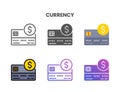 Credit Card Currency icon set different styles Royalty Free Stock Photo