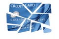 Credit card cut into pieces Royalty Free Stock Photo