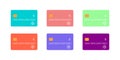 Credit card. Debit Card. Trendy colors. Concept plastic bank card set flat design, isolated credit or debit cards mockup. Vector