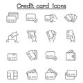 Credit card, Debit card, Payment, Shopping icons set in thin line style Royalty Free Stock Photo