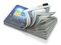 Credit card and dollar in cash. Banking, shopping concept. Opening a wallet or bank account Royalty Free Stock Photo