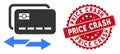 Credit Card Exchange Icon with Textured Price Crash Stamp