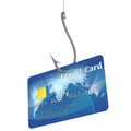 Credit card on fishing hook Royalty Free Stock Photo