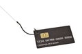 Credit card on fishing hook.3D illustration. Royalty Free Stock Photo