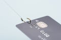 Credit card on fishing hook fraud data leak money stealing phishing