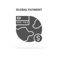 Credit Card Global Payment glyph icon.