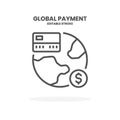 Credit Card Global Payment line icon.