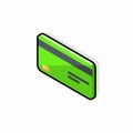 Credit card Green left view - Black Stroke+Shadow icon vector isometric