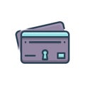 Color illustration icon for Credit card, protection and fraud