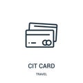 credit card icon vector from travel collection. Thin line credit card outline icon vector illustration. Linear symbol for use on