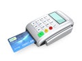 Credit card inserted into a silver card-reader Royalty Free Stock Photo