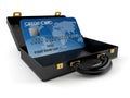 Credit card inside open briefcase