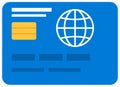 Credit card for international payment and financial operations. Debit card to pay at a distance