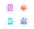 Credit card, Interview and Incoming call icons set. Bike rental sign. Vector Royalty Free Stock Photo