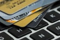 Credit card on laptop, online shopping Royalty Free Stock Photo