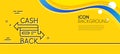 Credit card line icon. Cashback service. Minimal line yellow banner. Vector