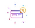 Credit card line icon. Cashback service. Vector