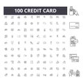 Credit card line icons, signs, vector set, outline illustration concept Royalty Free Stock Photo