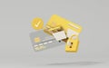 Credit card with Lock. Blocked money in a bank account. Protection for online payment. Keeping money safe Royalty Free Stock Photo