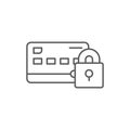 Credit card with lock, secure payments, secured credit card lineal icon. Shopping, online banking, finance symbol design Royalty Free Stock Photo