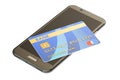 Credit Card and Mobile Phone, 3D rendering Royalty Free Stock Photo