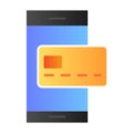 Credit card and mobile phone flat icon. Nfc payment color icons in trendy flat style. Smartphone and credit card Royalty Free Stock Photo