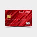 Credit card. With inspiration from the abstract. Red on the white background. Glossy plastic style.