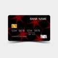 Credit card. With red elements desing. And inspiration from abstra