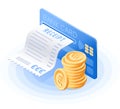 The credit card, online bill payment, stack of euros.