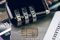Credit card online payment data security concept, combination co