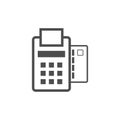 Credit card payment terminal, finance, money and banking line style vector icon Royalty Free Stock Photo