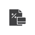 Credit card and Percent contract vector icon