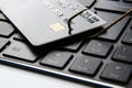 Credit card phishing attack. Credit card a fish hook, close-up Royalty Free Stock Photo