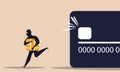 Credit card phishing with money and identity number secure. Data protection and attack online vector illustration concept. Scam