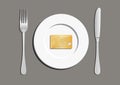 Credit Card in Plate Royalty Free Stock Photo