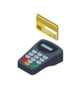 Credit card POS terminal isometric 3D icon