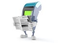 Credit card reader character reading newspaper Royalty Free Stock Photo