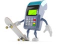 Credit card reader character with skateboard Royalty Free Stock Photo