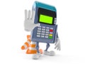 Credit card reader character with traffic cone Royalty Free Stock Photo