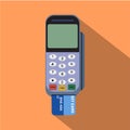 Credit card reader. Flat style design with long shadow. Royalty Free Stock Photo