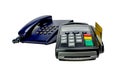 Credit card reader machine and telephone Royalty Free Stock Photo